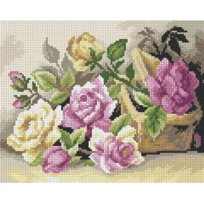 Roses Printed Canvas for Cross Stitch Tapestry Gobelin Embroidery  Orchidea 2464J